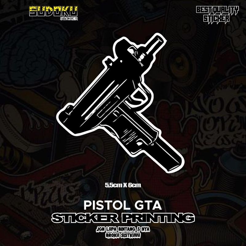 

STICKER STIKER PRINTING PISTOL MP5 GTA KEREN CASUAL