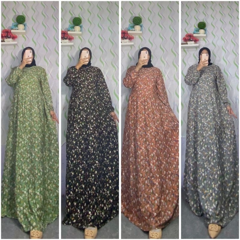 GAMIS RAYON PECAH 3 TINGKAT/BAHAN RAYON PREMIUM/MOTIF BUNGA