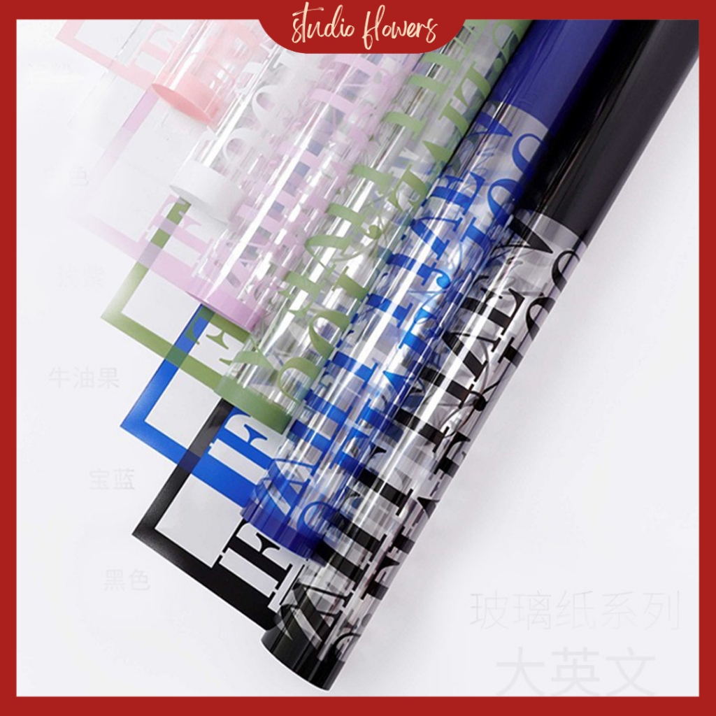 

(20 LEMBAR) Flower Wrapping Motif Tulisan Transparan Bunga Kertas Buket Bunga Flower Paper Cellophane KB6124