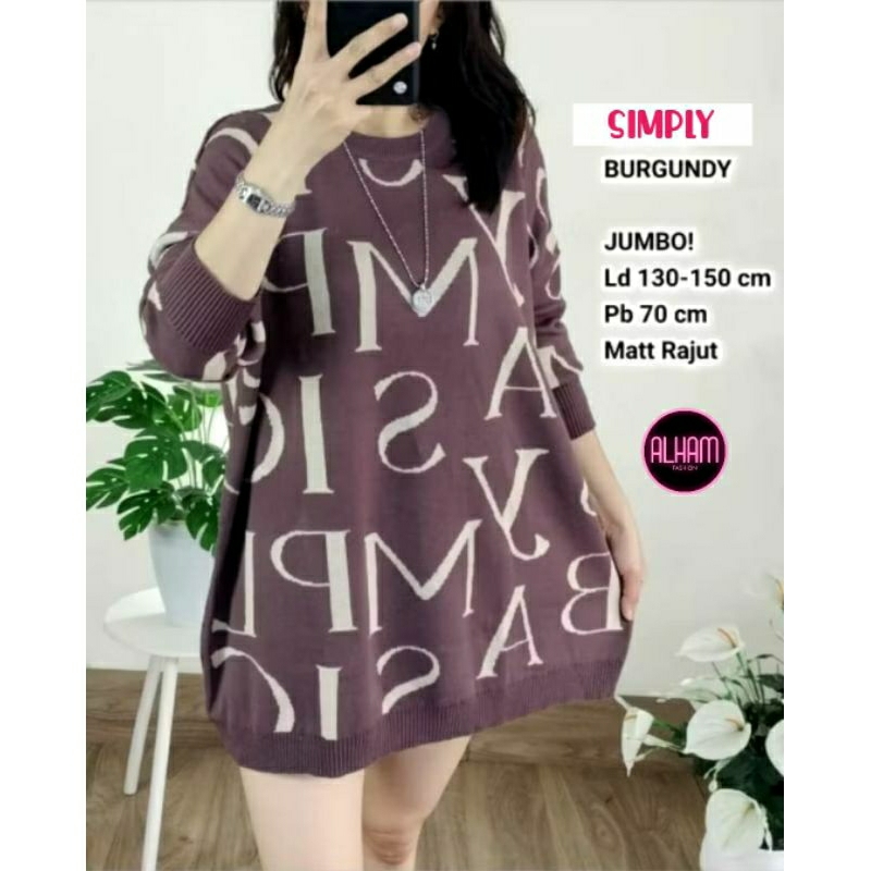 simply ld 130 baju atasan wanita rajut jumbo motif terbaru knitwear