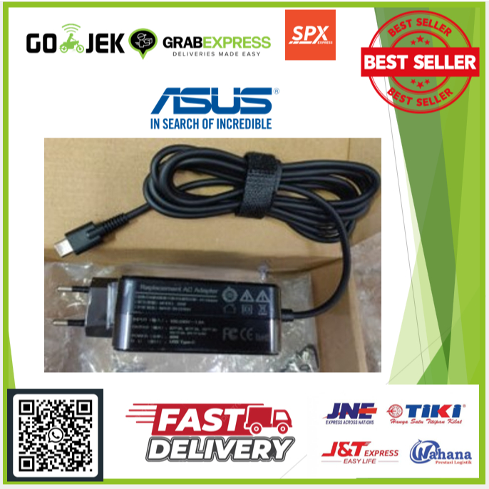 Charger Adaptor Asus Zenbook Q408 Q408UG Type C 65W 20V 3.25A Original
