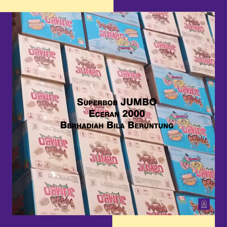 

Superbob Jumbo 2000an 1 Karton Isi 40pcs Snack Berhadiah - Snack Berhadiah Uang Superbob Jumbo