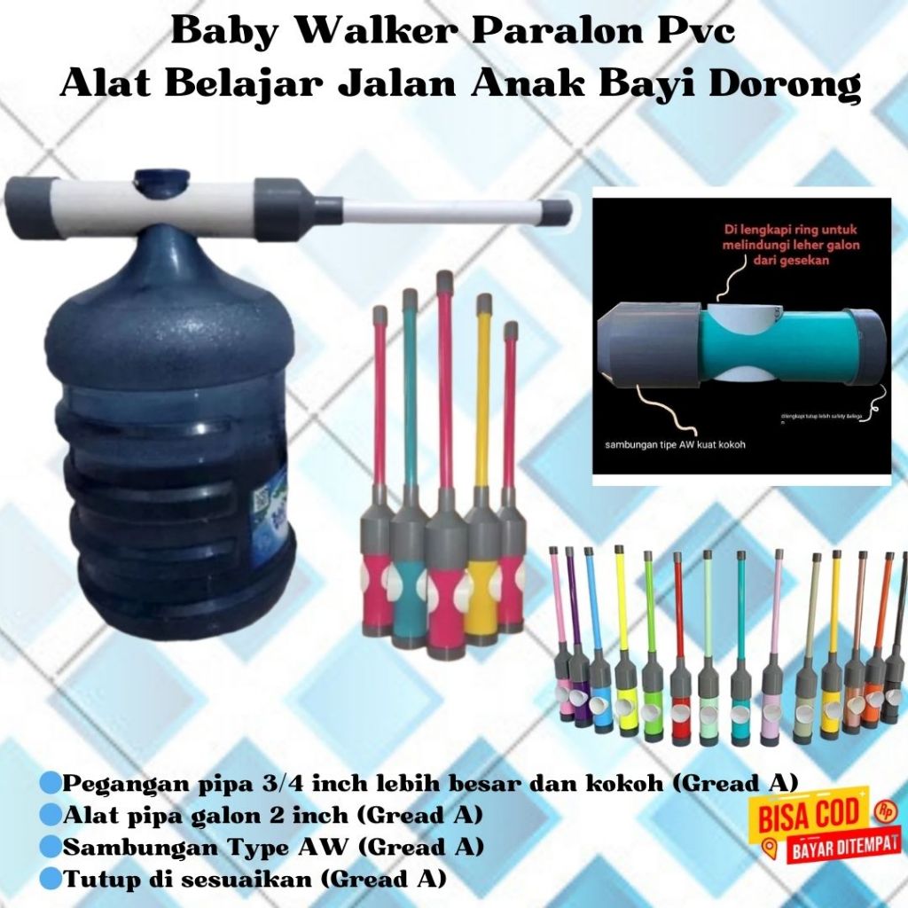 READY  Baby Walker Paralon Pvc Alat Belajar Jalan Anak Bayi Dorong / Push Walker Paralon