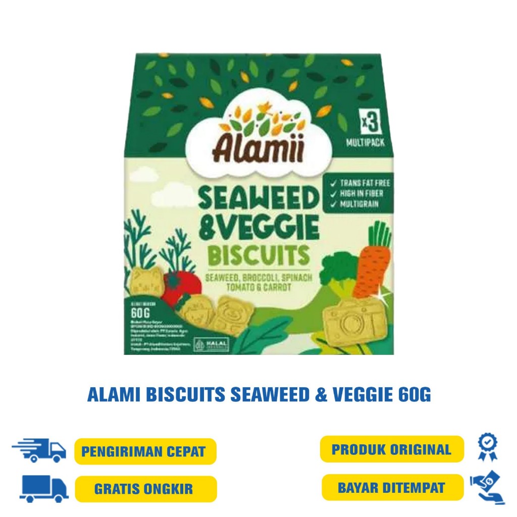 

ALAMII Multigrain Biscuit 60gr -Seaweed Veggie / Oat & Milk / Milk & Cocoa - Snack Anak