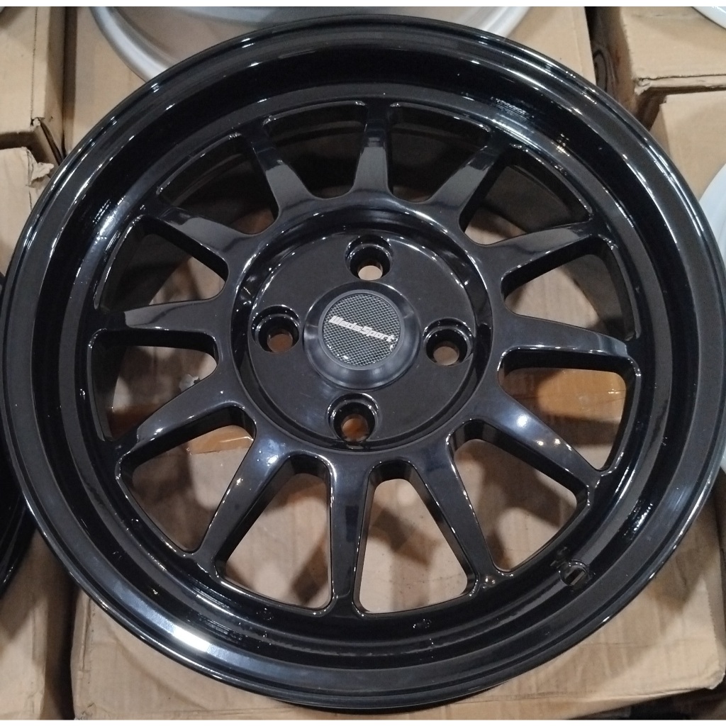 VELG RACING ROSSI ASURA WARNA BLACK GLOSS RING 15 LEBAR 6.0 LOBANG 4 PCD 100 ET 42