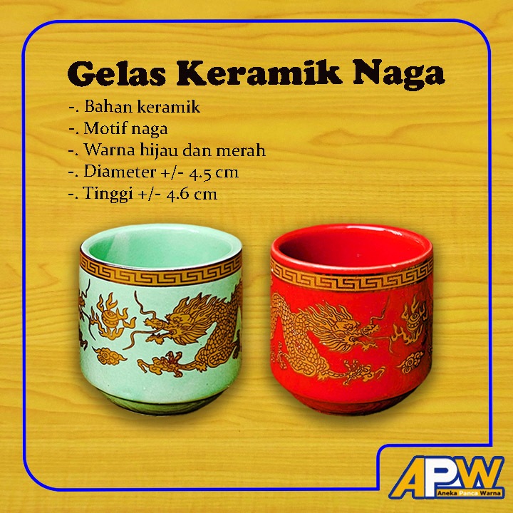 Gelas Sembahyang Keramik / Cangkir Keramik Motif Naga