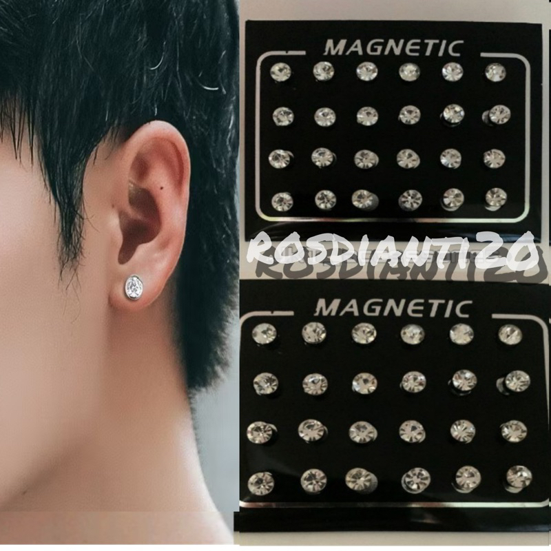 Anting magnet permata berlian pria wanita