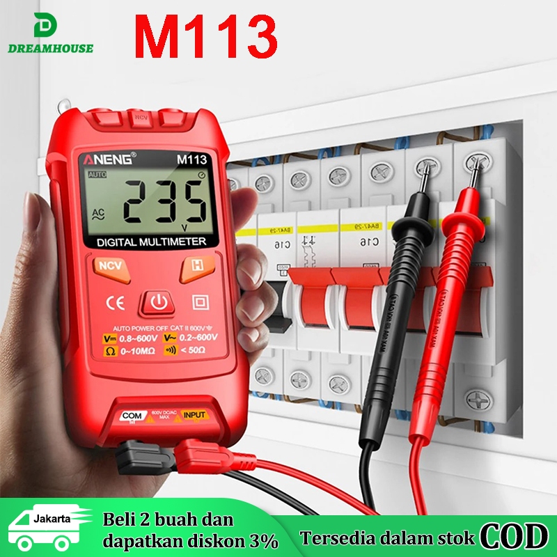 Aneng M113 1999 Counts Mini Multimeter Digital Voltage Meter Ohm NCV