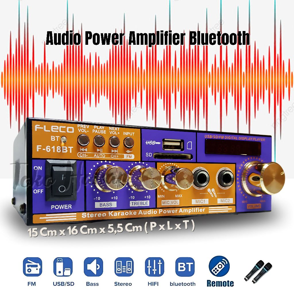 Amplifier Bluetooth Sunbuck Audio Fleco F-618BT Bisa Sambung Ke Mobil / Sunbuck Audio Bluetooth / Au