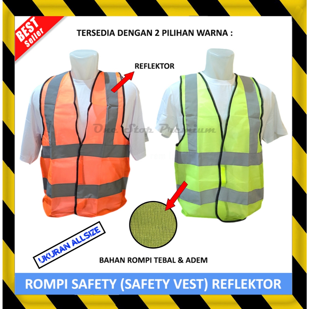 REFLEKTIF REFLEKTOR ROMPI JAKET SAFETY VEST KESELAMATAN KEAMANAN PEKERJA KERJA TUKANG PROYEK REFLEKT