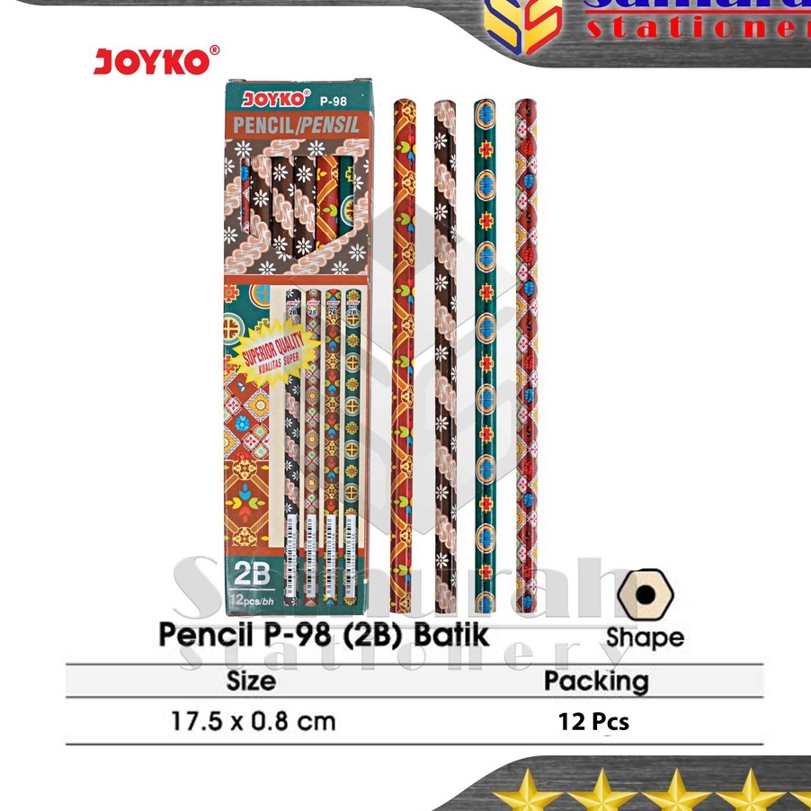 

BERKUALITAS Pensil Kayu 2B P 98 Batik Wooden Pencil P98 Pensil Raut P98