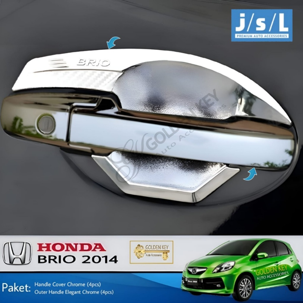 PAKET Brio 2014 Up to 2017 Cover Handle + Outer Handle Elegant Chrome