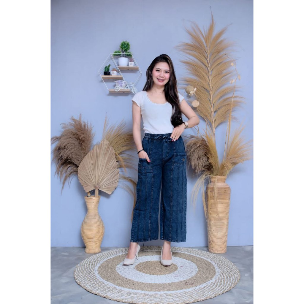 Celana Panjang Wanita Kulot Tulang Jeans Non Stretch Simple Me/Jeans Kulot Panjang kekinian