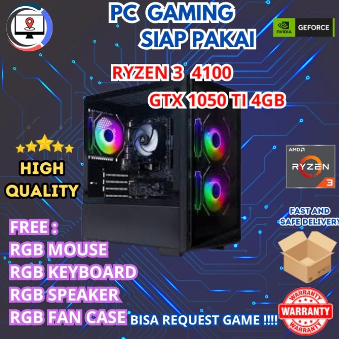 PC GAMING & DESIGN RYZEN 3 4100 16GB GTX 1050 TI 4GB - PC FULLSET
