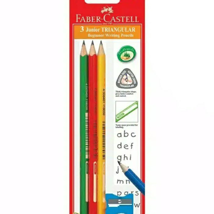 

SPONTAN Pensil Set Faber Castell Junior 2B Triangular Rautan