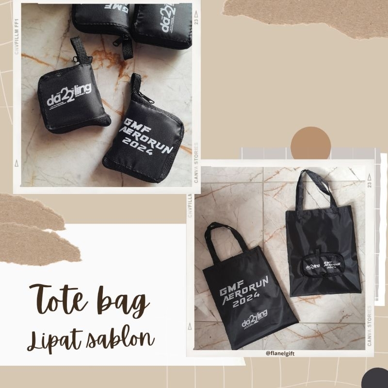 Tote Bag Lipat Parasut Sablon Souvenir Pernikahan Event