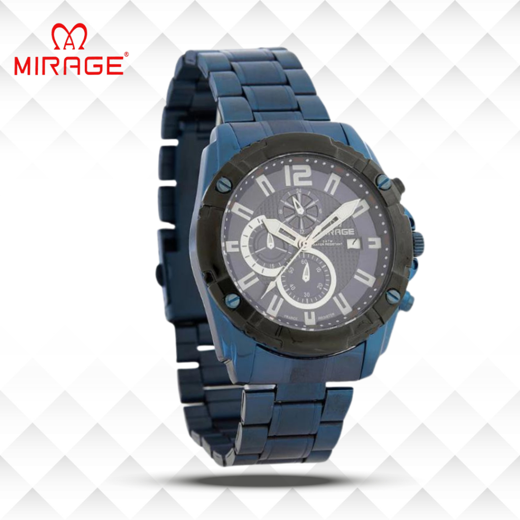 Mirage Jam Tangan Pria Analog 8714 M Navy Original Stainless
