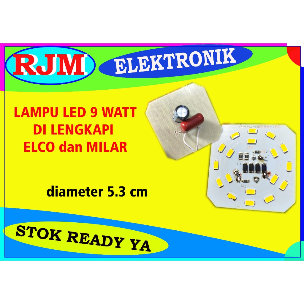 lampu led 9 watt di lengkapi elco dan milar nyala warm