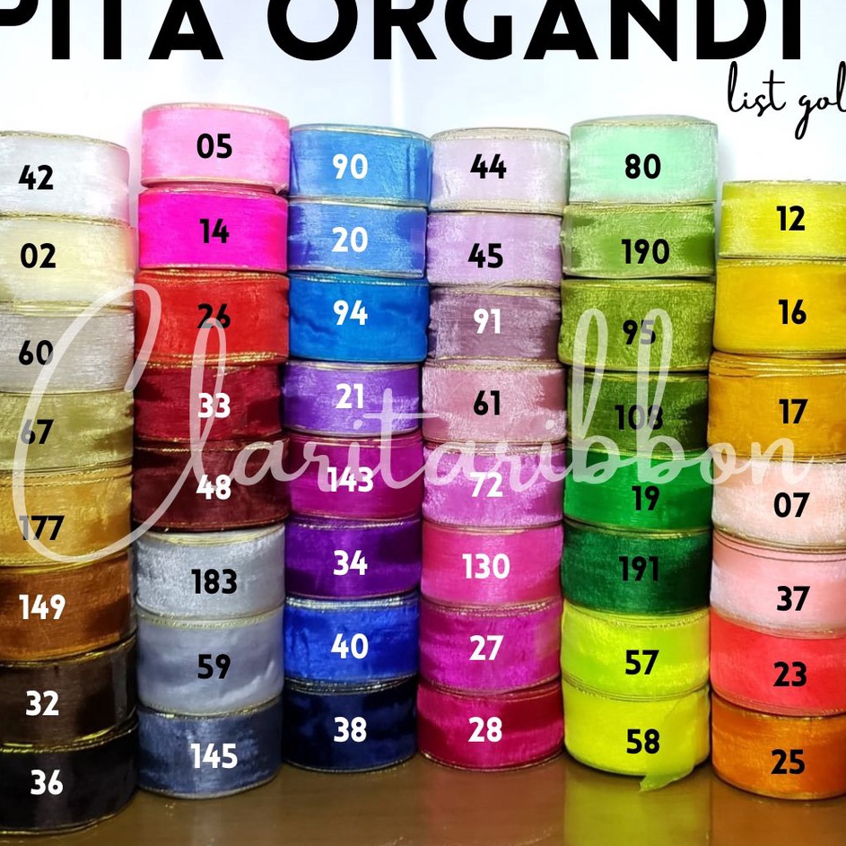 

BERKUALITAS Pita Organdi List Emas 15inch 4cm Pita Hampers Pita Craft Bouquet