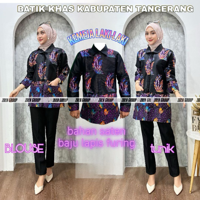 BATIK KHAS KABUPATEN TANGERANG TERBARU 2024 KEMEJA JADI MAUPUN BAHAN AYAM PARANG WARENG