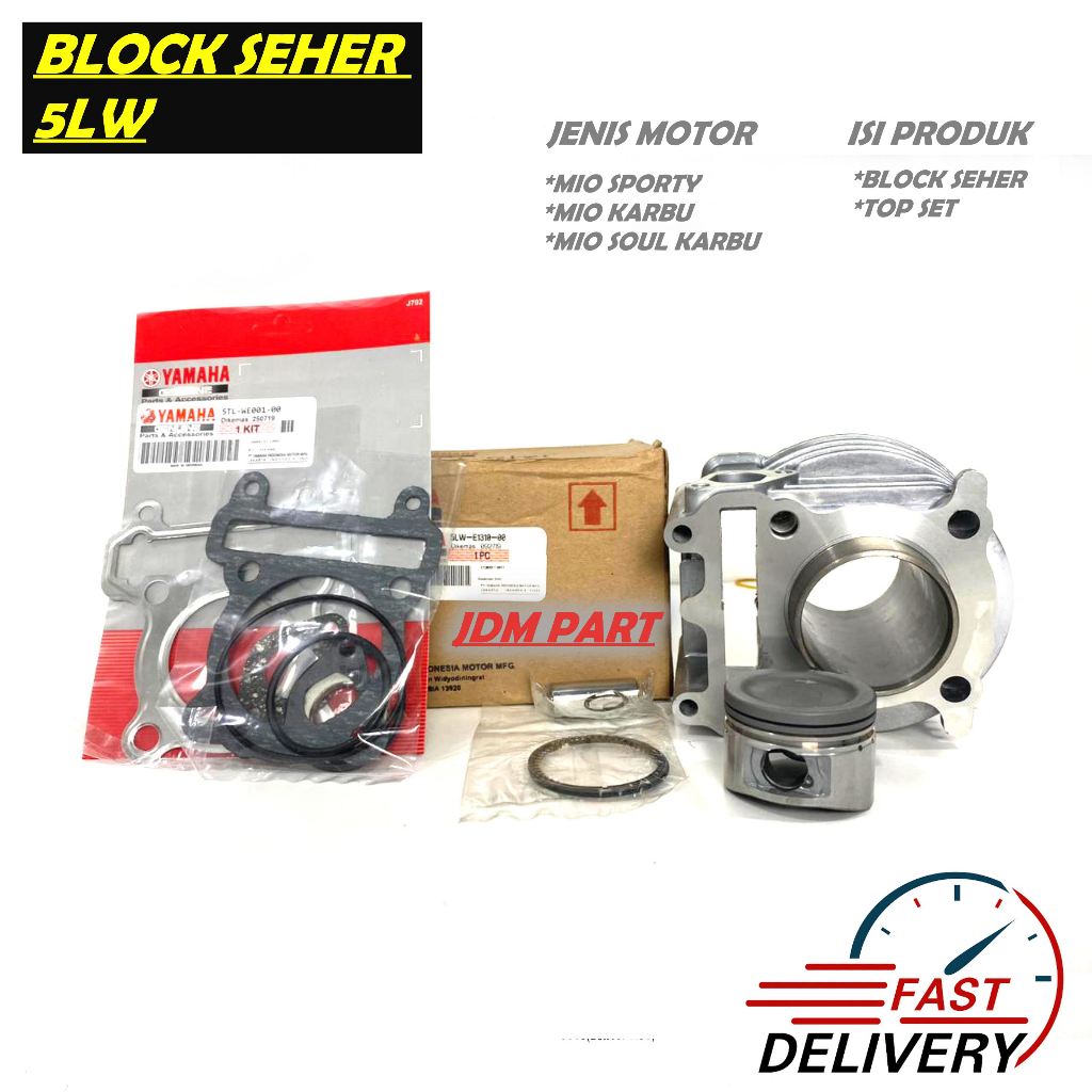 BLOK SEHER MIO SMILE / SET KOMPLIT RING SEHER PISTON KIT 5LW MIO SPORTY / MIO KARBU / MIO SPORTY / M