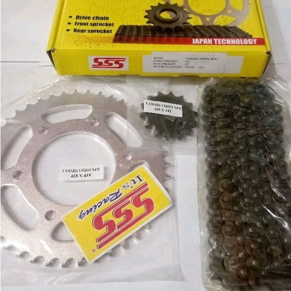 GEAR PAKET GEAR SET GEAR DEPAN BELAKANG RANTAI VIXION NEW SSS