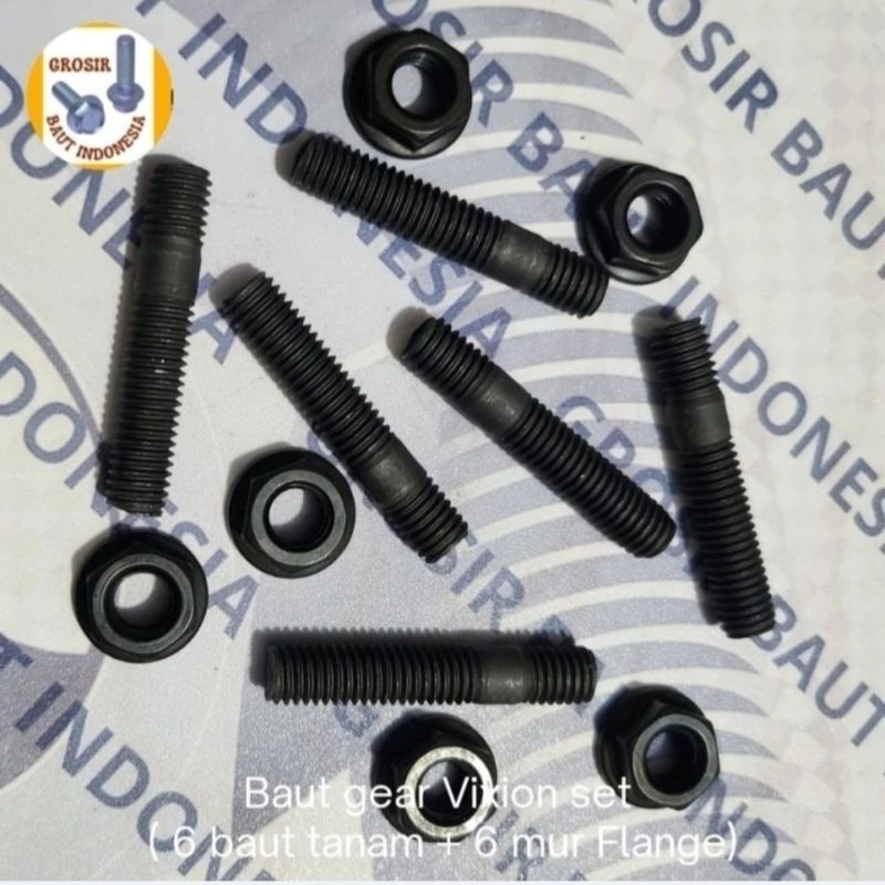 Baut gear Vixion set / Baut gigi tarik Vixion set ( 6 baut+ 6mur)
