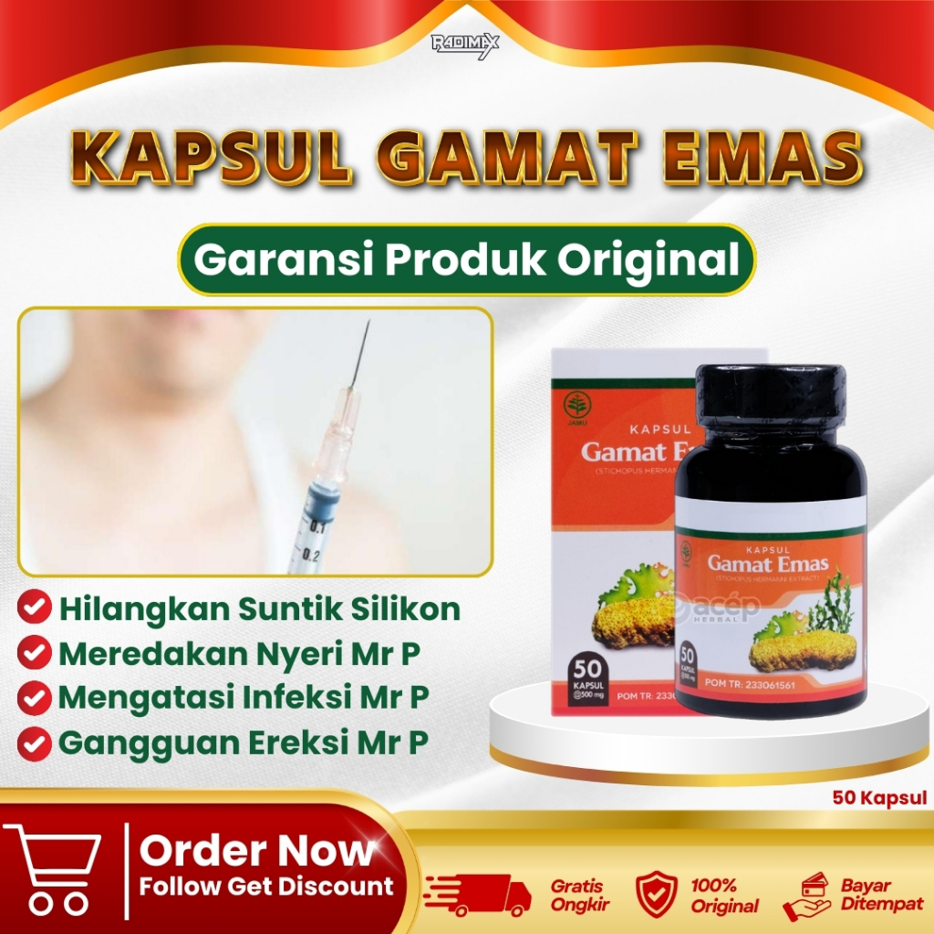 Kapsul Gamat Emas Menghilangkan Suntik Silikon Meredakan Nyeri, Infeksi, Ganggaun Ereksi Mr P Sudah 