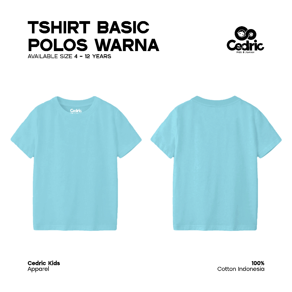 Cedric Kids Kaos Polos Lengan Pendek - Biru Langit / Mint