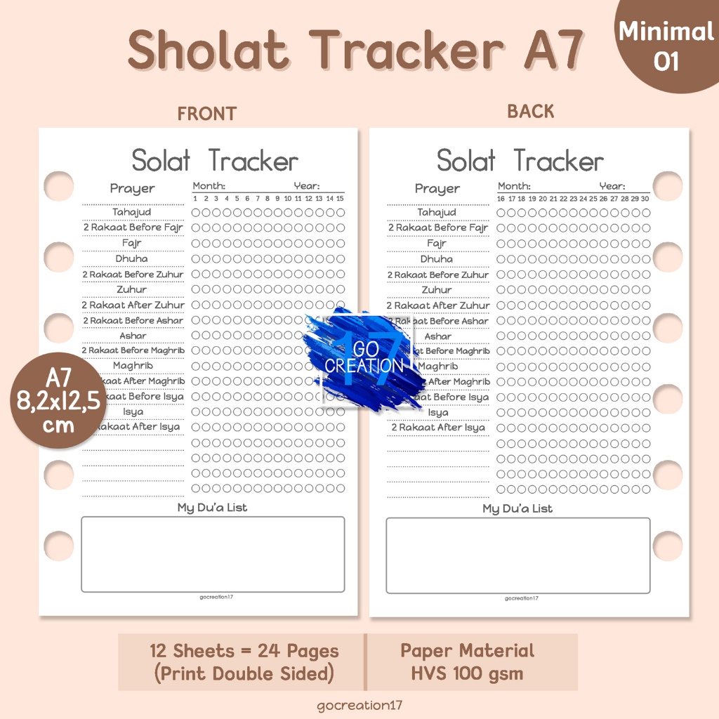 

Buku Planner Refill Kertas Isi Binder Sholat Ibadah Tracker Simple Minimalis A7
