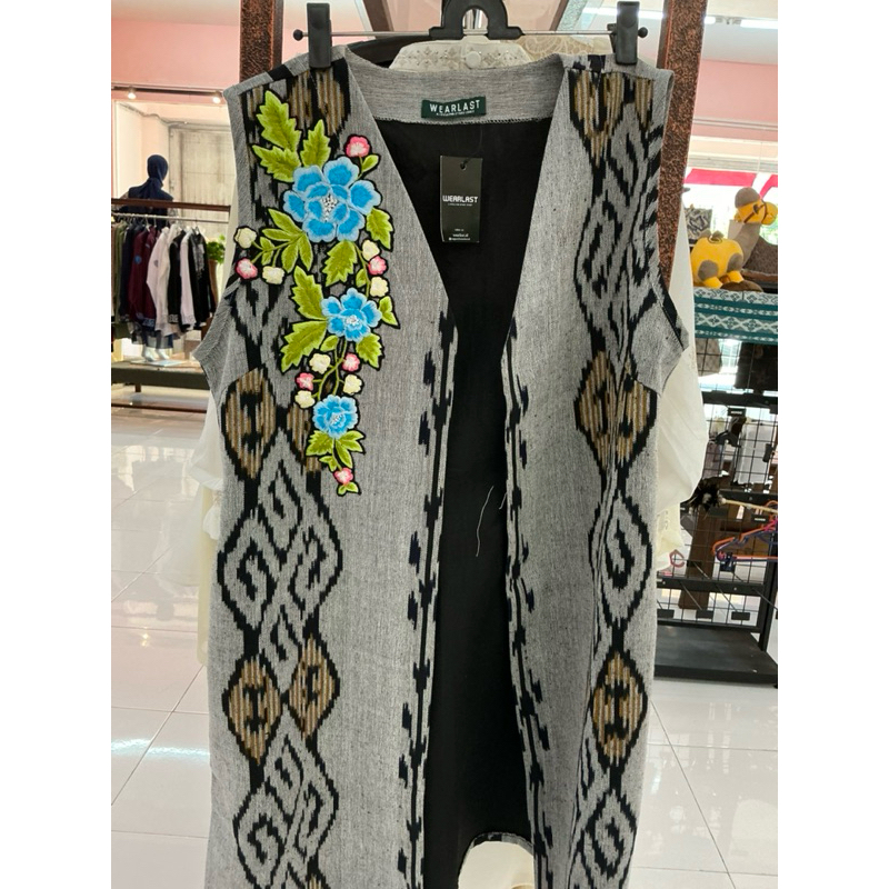 Outer tenun bordir motif bunga premium
