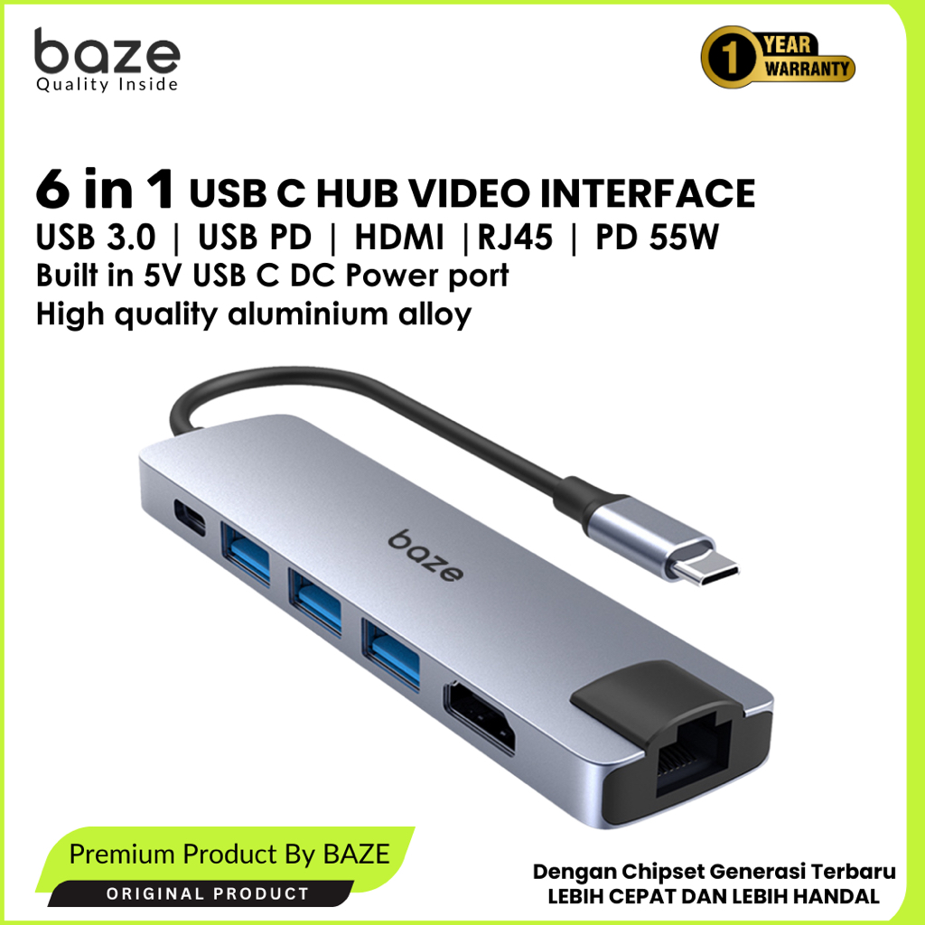 BAZE USB HUB 6 IN 1 HUB DOCKING STATION HC13L