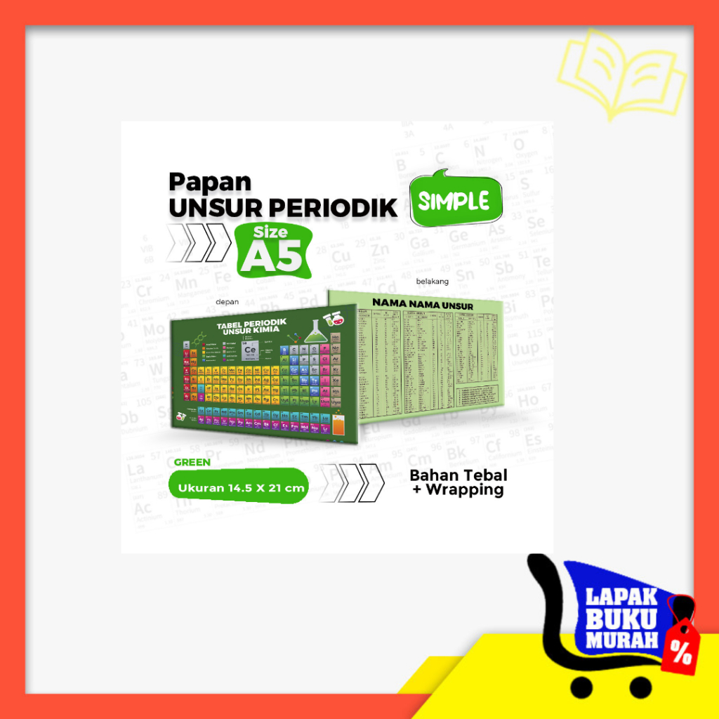 

PAPAN TABEL PERIODIK UNSUR KIMIA (POCKET EDITION) PRAKTIS ( Hijau )