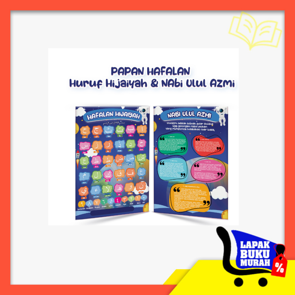

Table Papan Hapalan Custom + Nama Huruf Hijaiyah & Ulul Azmi Bahan Hard Tebal Laminasi Anti Air , Depan Belakang (Biru )
