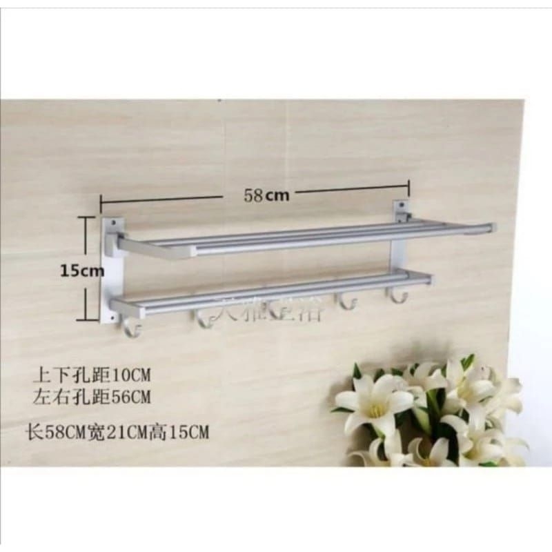 RAK HANDUK KAMAR MANDI TEMPAT GANTUNGAN HANDUK ALUMINIUM