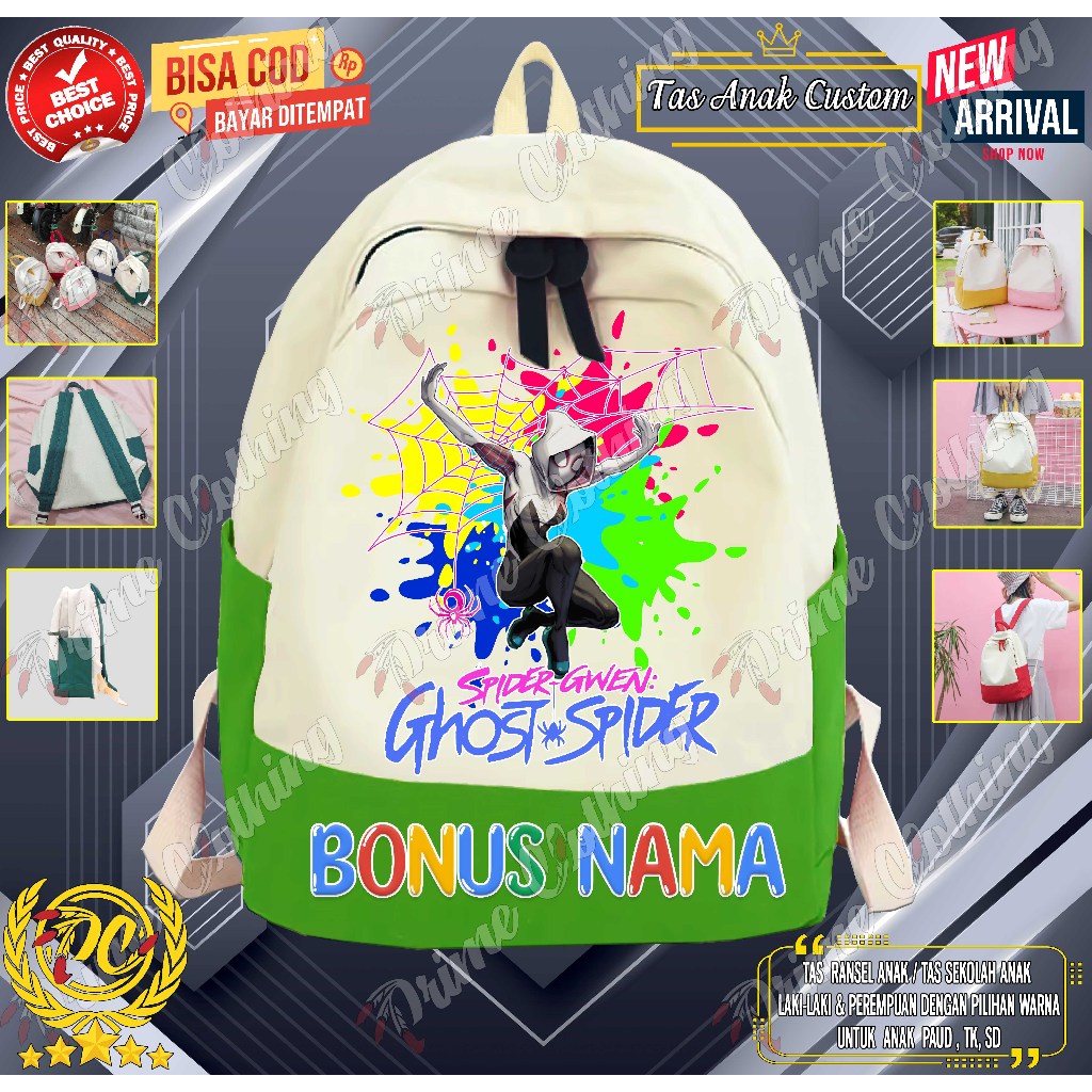 Tas Anak Tas Ransel Anak Tas Sekolah Anak Laki-Laki/Perempuan Custom [Gratis Tambahan Sablon Nama] S