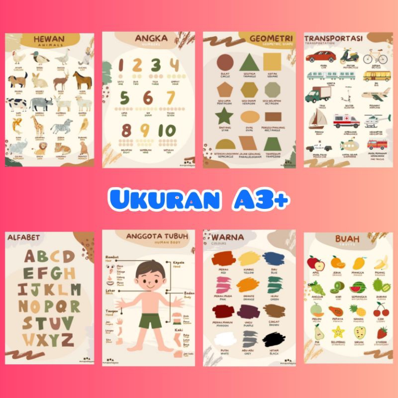 poster alfabet poster angka poster hewan