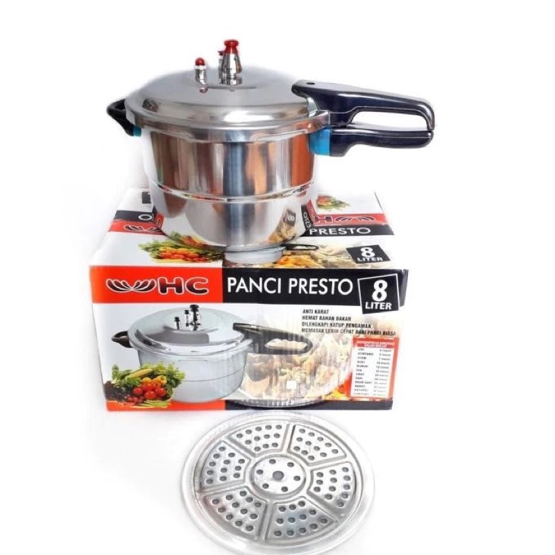 Presto HC 8 Liter Aluminium with steamer / Panci Presto HC