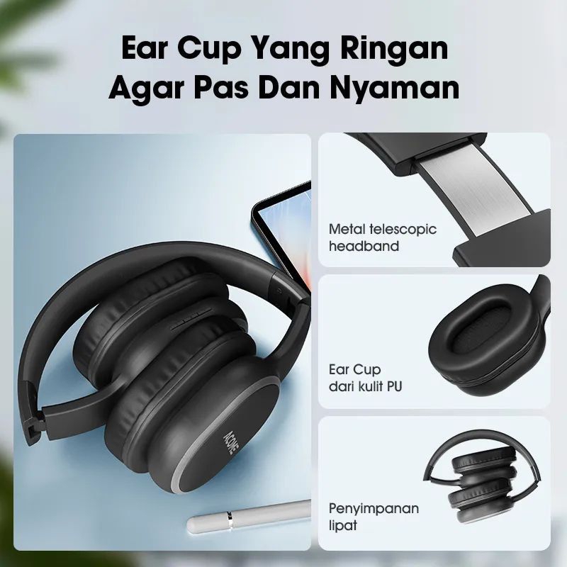 Headset Earphone Wirelesa Acome Tone H2 Headphonebluetooth 5.3