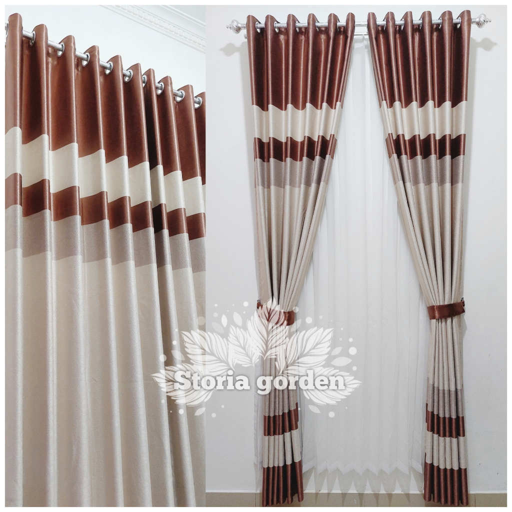 Gorden blackout motif pelangi Rainbow jendela minimalis pintu kamar gordeng korden gordyn smokring