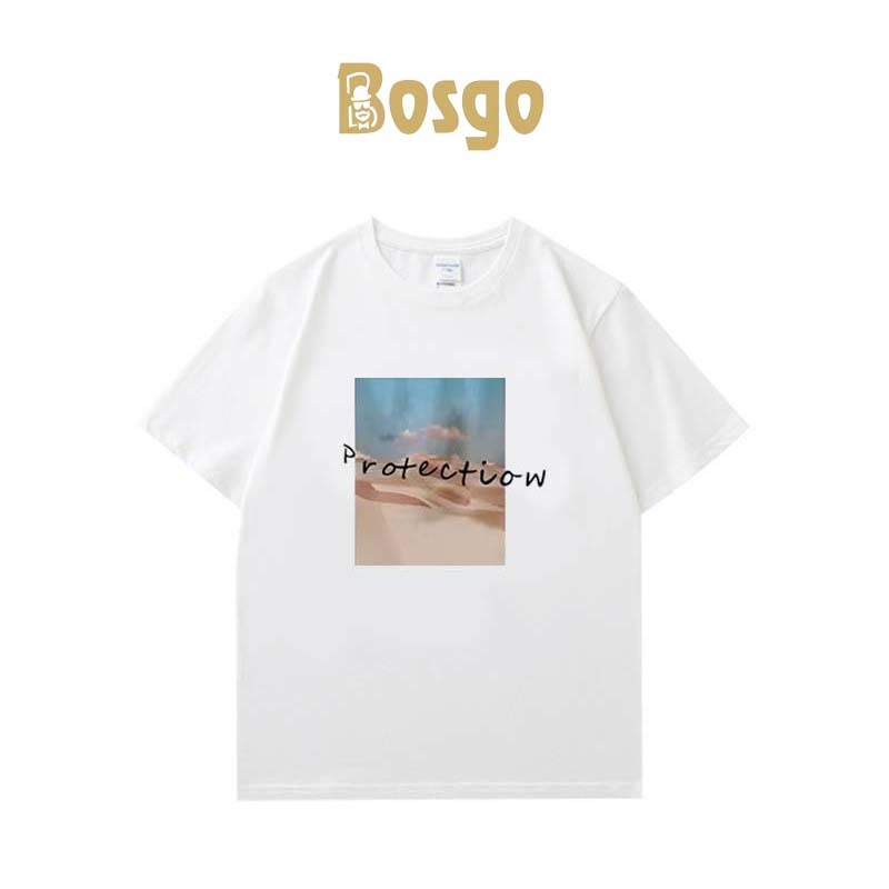 Bosgo Korean Style Protectiow Print T-shirt Oversize T-shirt Baju Oversize Distro Kaos Pria Wanita