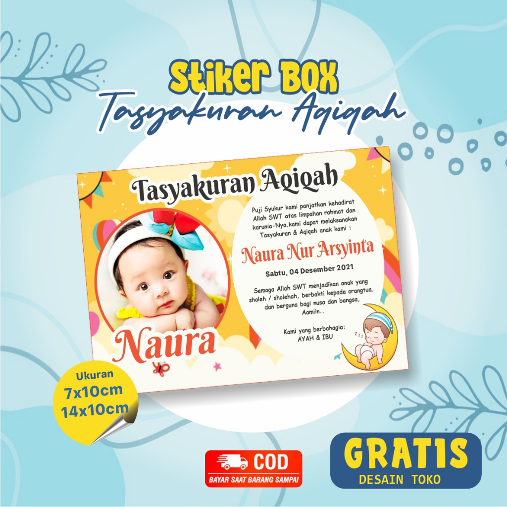 

Stiker Label Tasyakuran Aqiqah Anak Tempel Box Makanan Lucu custom / Gratis Desain