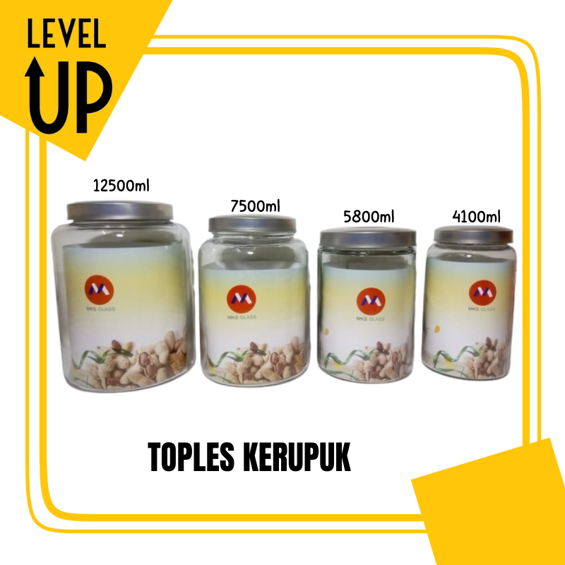 Toples Kaca / Toples Kerupuk / Wadah Makanan Seal Kedap Udara /  Toples Kaca Besar / Glass Jar