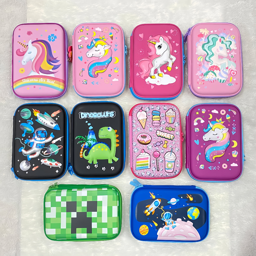 

COD, ready: Tempat pensil kotak pensil 3D Unicorn Hardtop Pencil Case tempat pensil mermaid