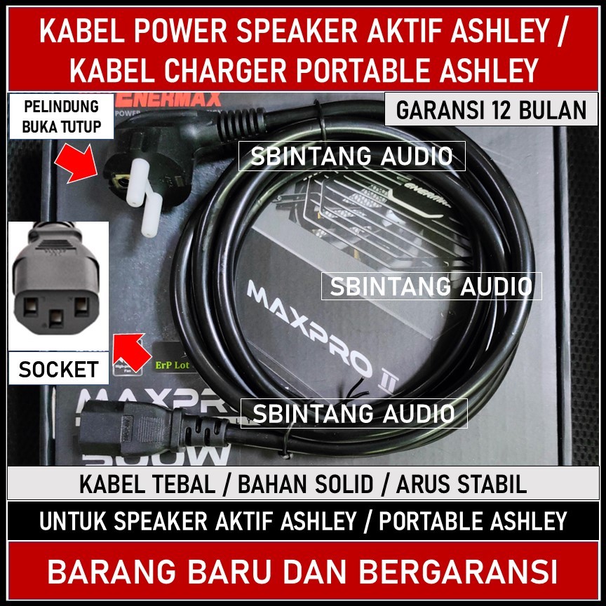 Kabel power speaker Aktif ASHLEY speaker portable ASHLEY terbaru