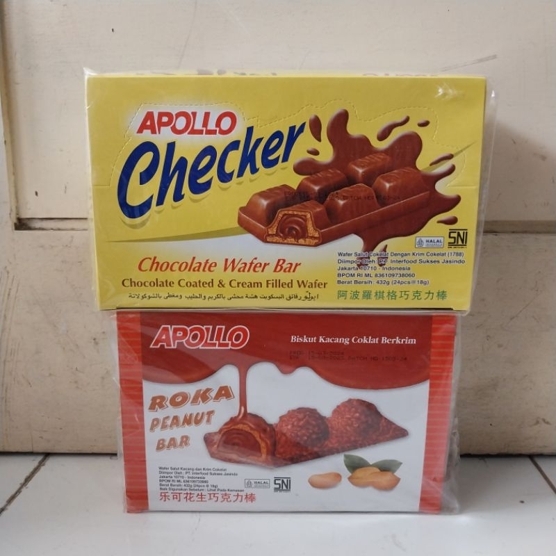 

apollo roka peanut bar / checker chocolate wafer bar 432gr