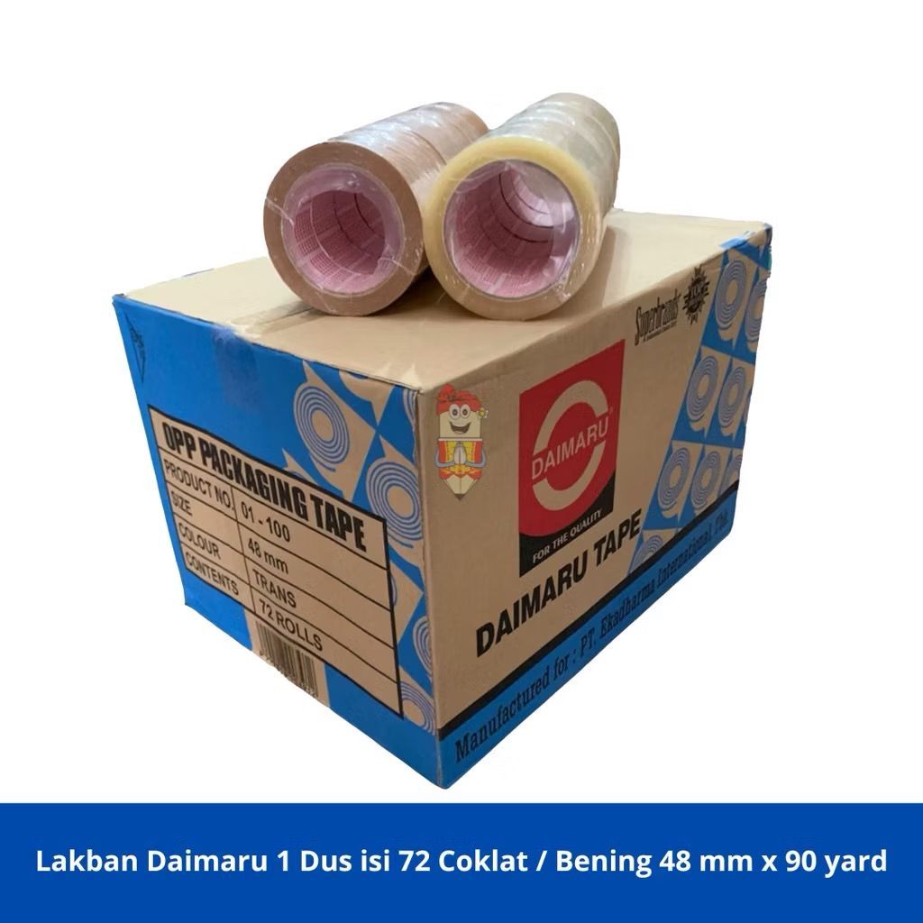 

HLID - (72 Pcs) [1 Dus] Lakban Daimaru 2 Inch Bening Coklat 48 mm x 90 Yard OPP Isolasi Tape 0RI
