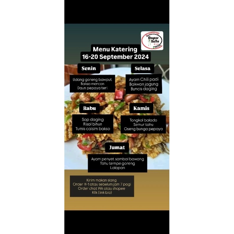 

PAKET MENU KATERING HARIAN (Instant Only) Harap baca deskripsi produk