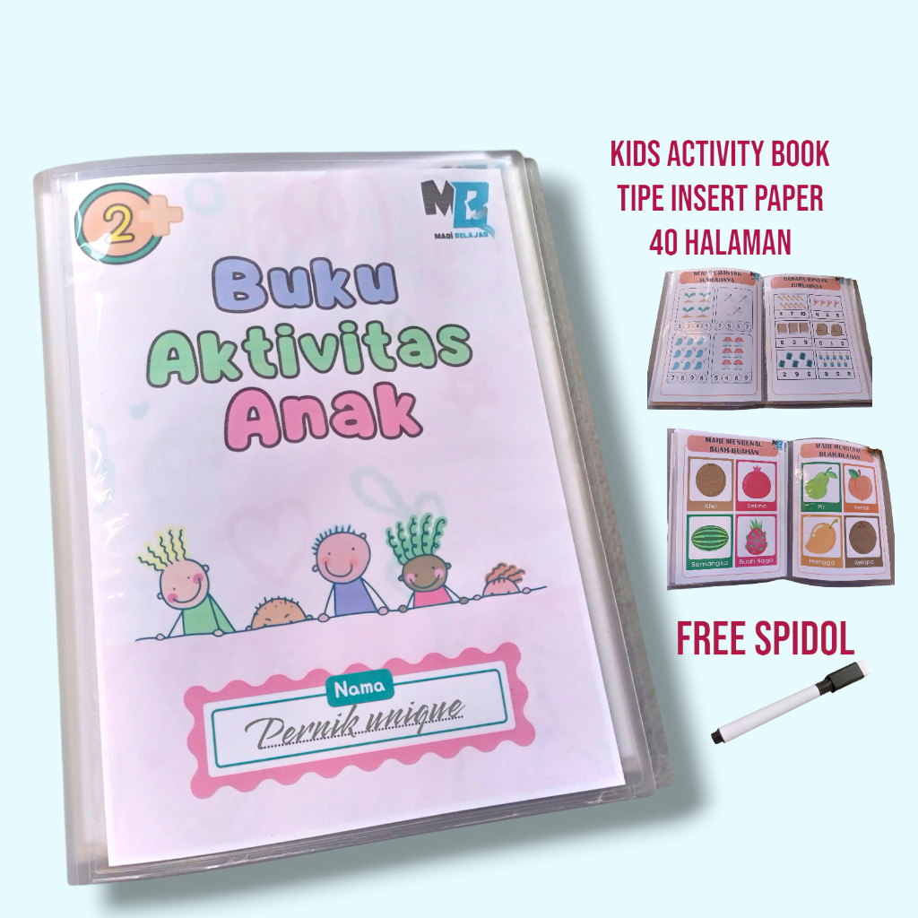 

MARI BELAJAR Kids Activity Book Wipe and Clean Buku Aktivitas Anak Toddler Pree school 40 halaman