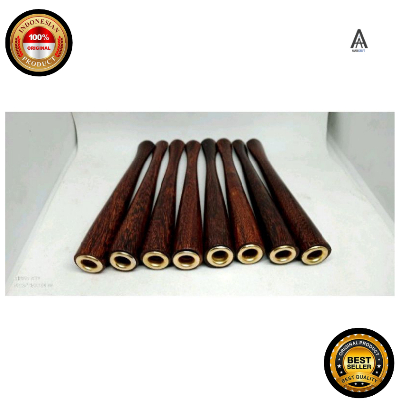 Once Cangklong Pipa Kayu Galih Asem Bentuk Lurus Jadul Sirip Panjang 12cm